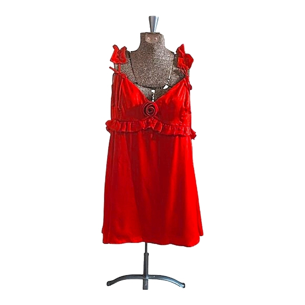 NWT Wild Fable Red Rosette Ruffle Mini Dress Large